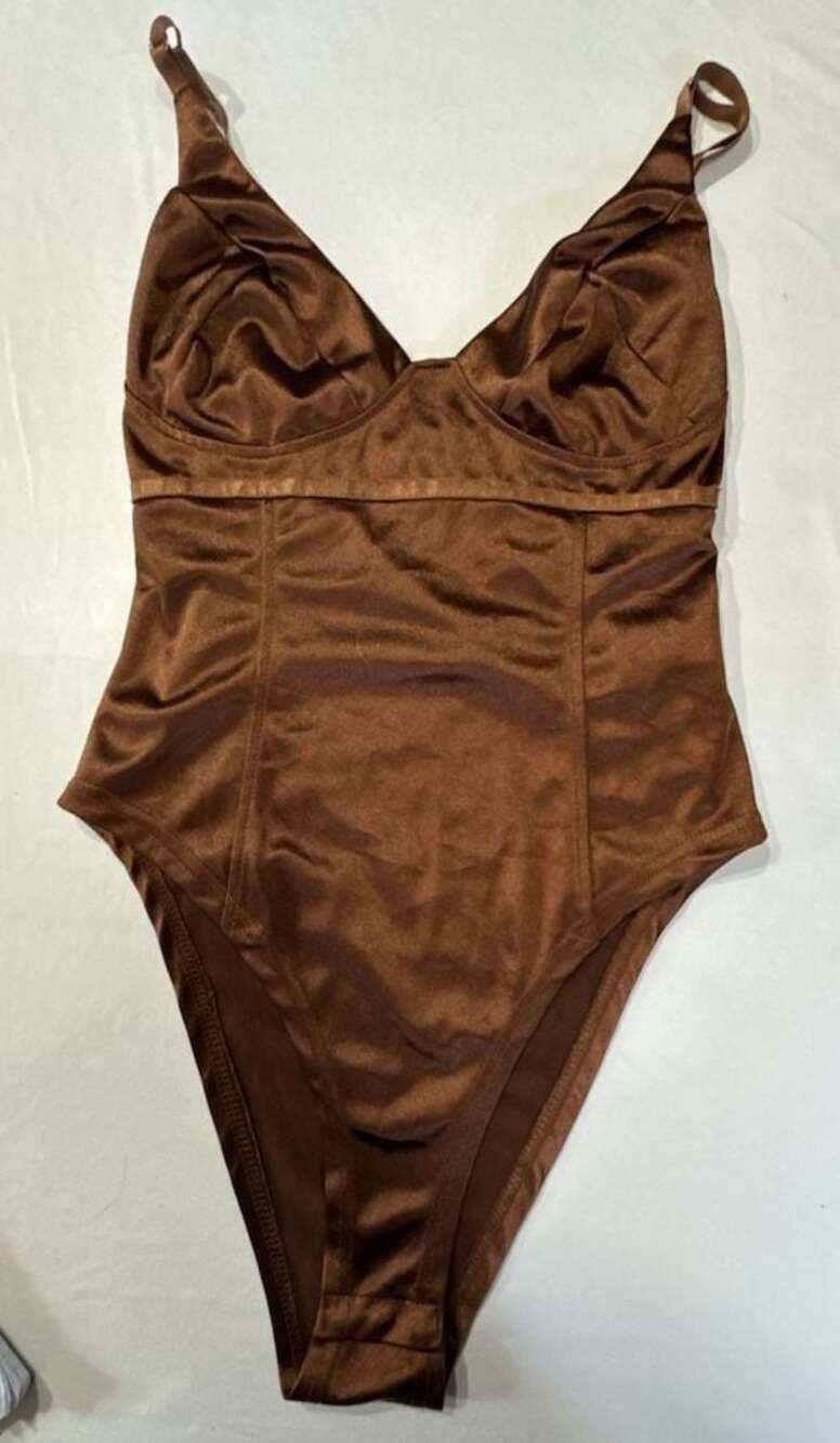 M435 Satin Bodysuit Brown Size M